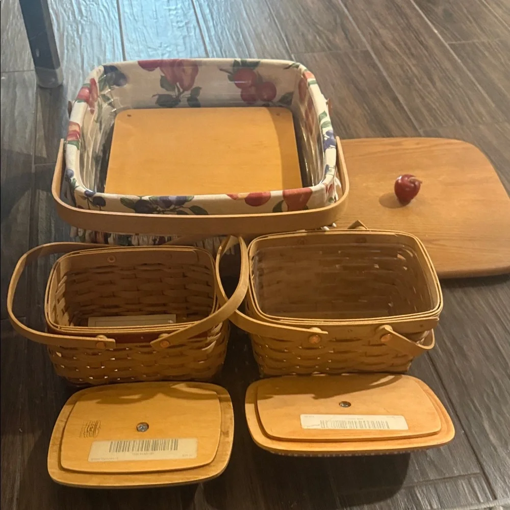 longaberger Vintage Wooden Basket Set of 3 mixed size